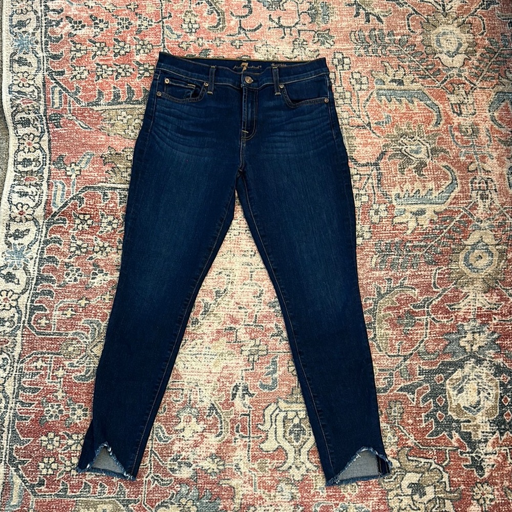 7 For All Mankind Dark Blue Women's Ankle Skinny Jeans Size 29